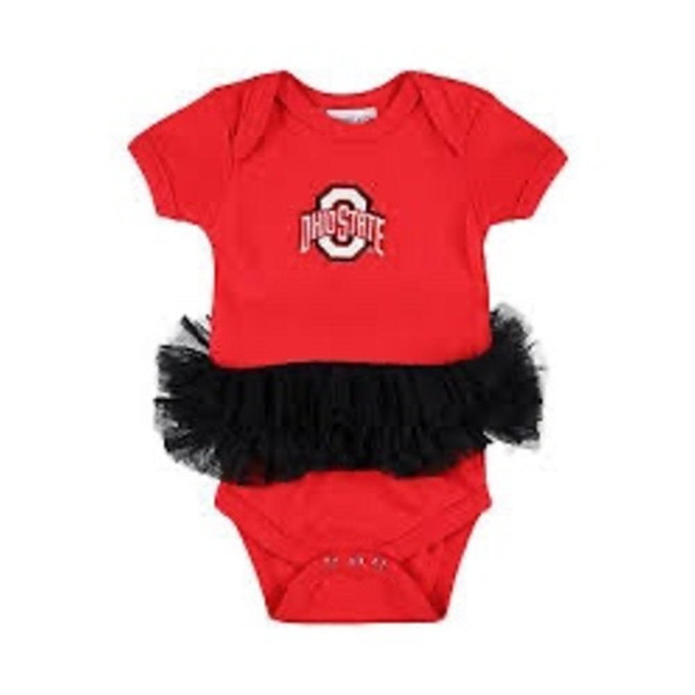 Two Feet Ahead Ohio State Buckeyes Tutu Bodysuit Red Black 6MO NCAA Infant Dress